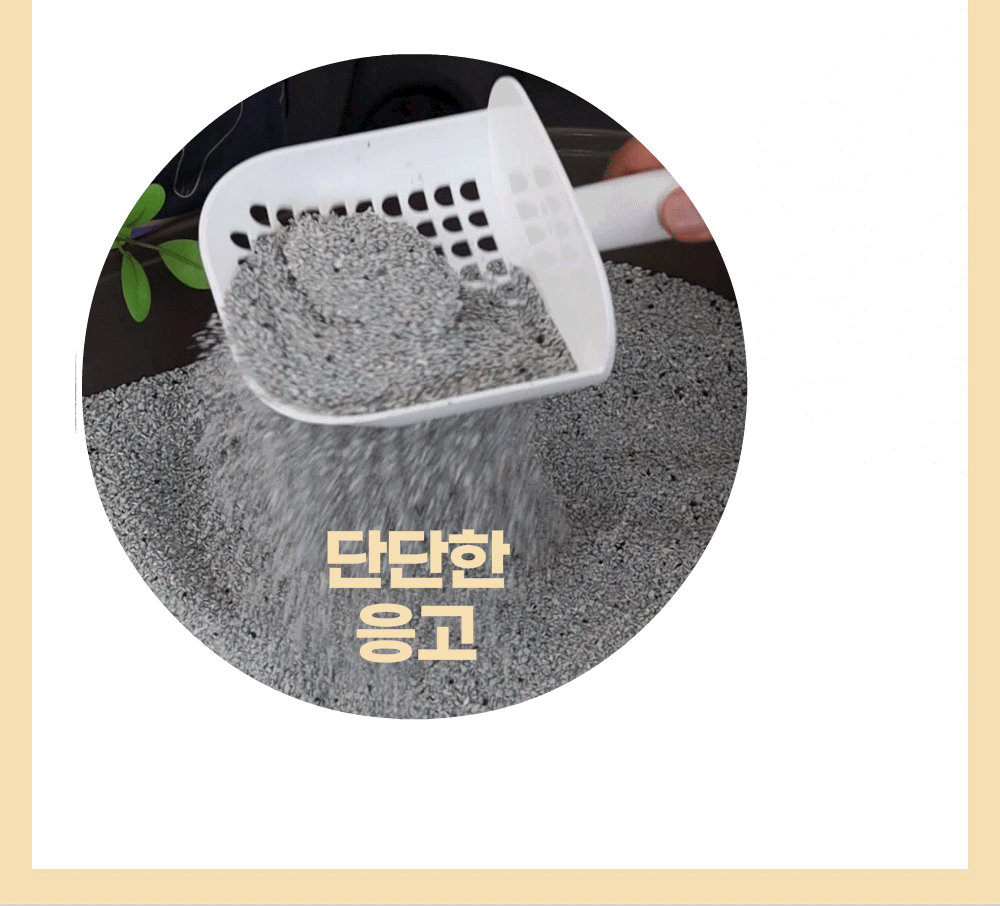 응고된 모래 덩어리를 들어 올려 단단한 응고 상태를 보여주는 시연.